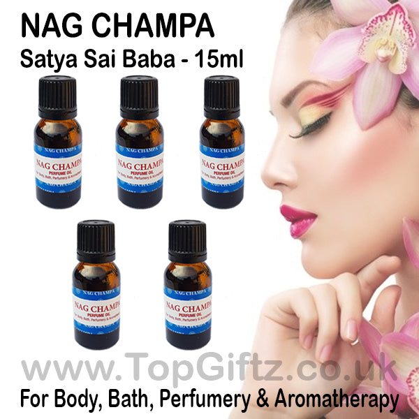 Nag Champa Aromatherapy Bath Oil Satya Sai Baba 15ml 5 Bottles - TopGiftz