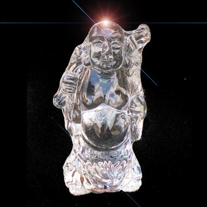 Clear Crystal Happy Laughing Buddha Ornament - 7.6cm High - TopGiftz