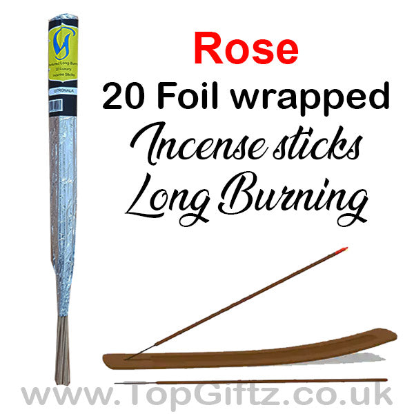 Rose Incense Sticks Foil Wrapped Hand Made By Govinda - TopGiftz