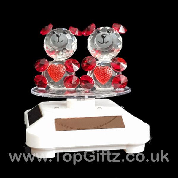 Crystal Clear Teddy Bears Solar/Battery Ornament Turning Base - TopGiftz