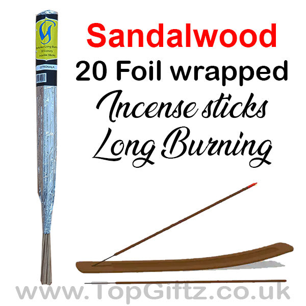 Sandalwood Incense Sticks Foil Wrapped Hand Made By Govinda - TopGiftz