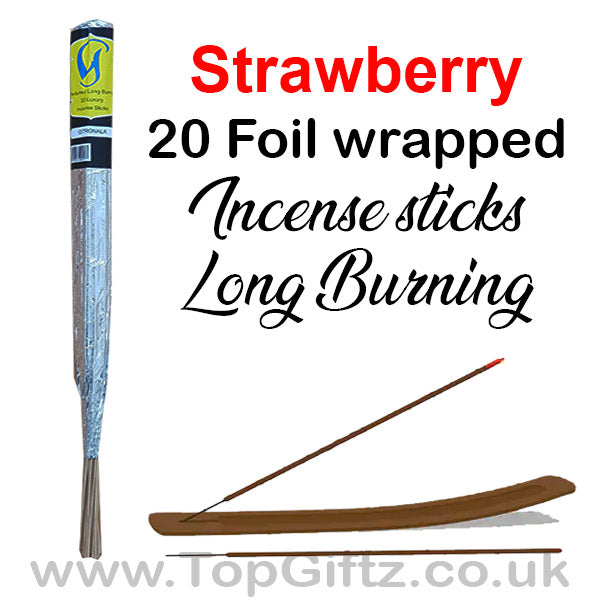 Strawberry Incense Sticks Foil Wrapped Hand Made By Govinda - TopGiftz