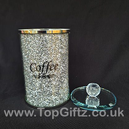 Diamond Crushed Silver Tea Coffee Sugar Set_5