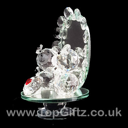 Crystal Clear Teddy Bears Ornament Diamante Love Heart - TopGiftz