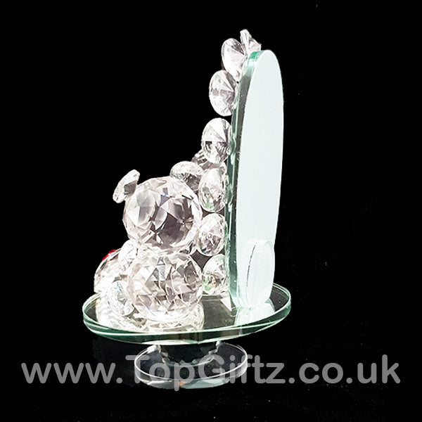 Crystal Clear Teddy Bears Ornament Diamante Love Heart - TopGiftz