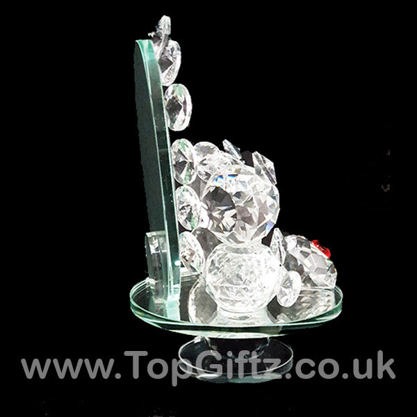 Crystal Clear Teddy Bears Ornament Diamante Love Heart - TopGiftz