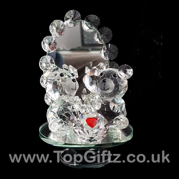 Crystal Clear Teddy Bears Ornament Diamante Love Heart - TopGiftz