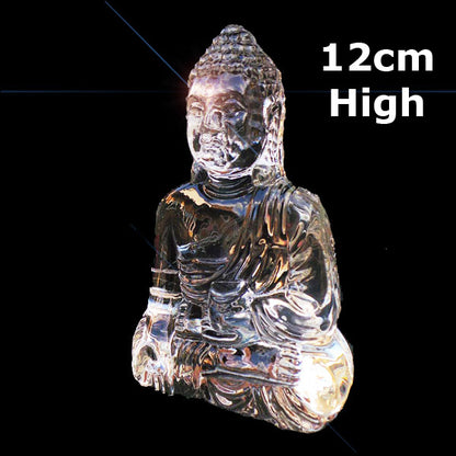 Large Thai Buddha Clear Crystal Sitting Down Meditating - 12cm - TopGiftz