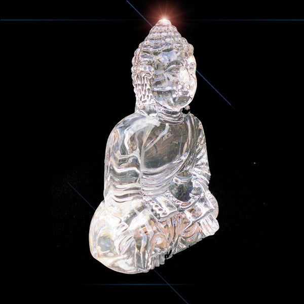 Large Thai Buddha Clear Crystal Sitting Down Meditating - 12cm - TopGiftz