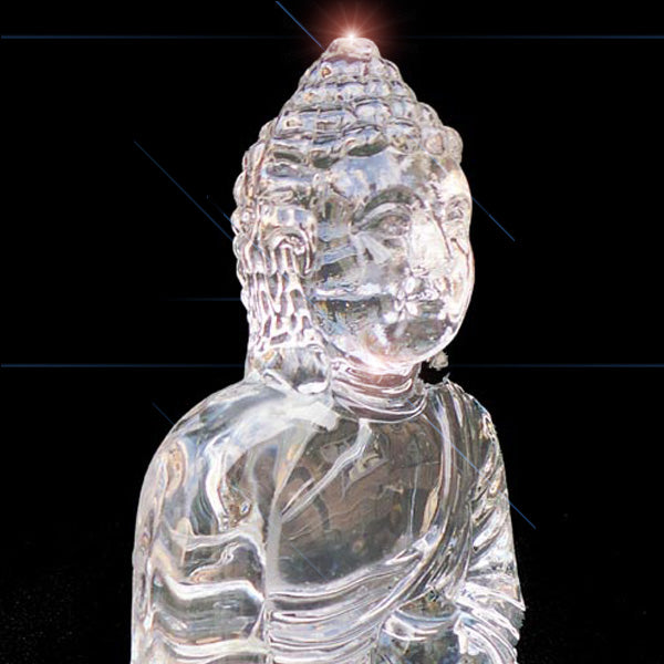 Large Thai Buddha Clear Crystal Sitting Down Meditating - 12cm - TopGiftz