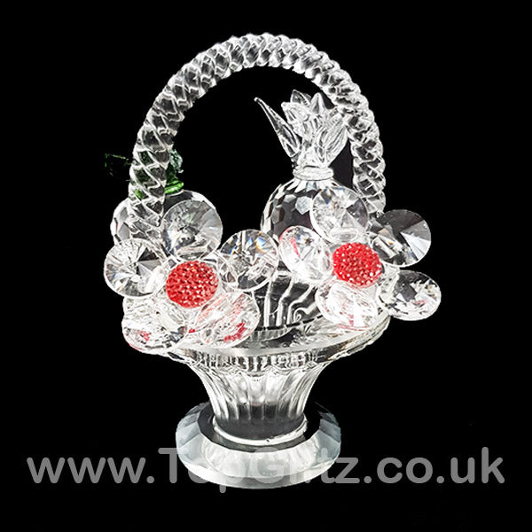 Crystal Clear Cut Glass Basket - Flowers & Fruits Ornament - TopGiftz