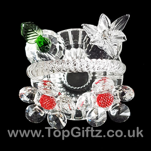 Crystal Clear Cut Glass Basket - Flowers & Fruits Ornament - TopGiftz