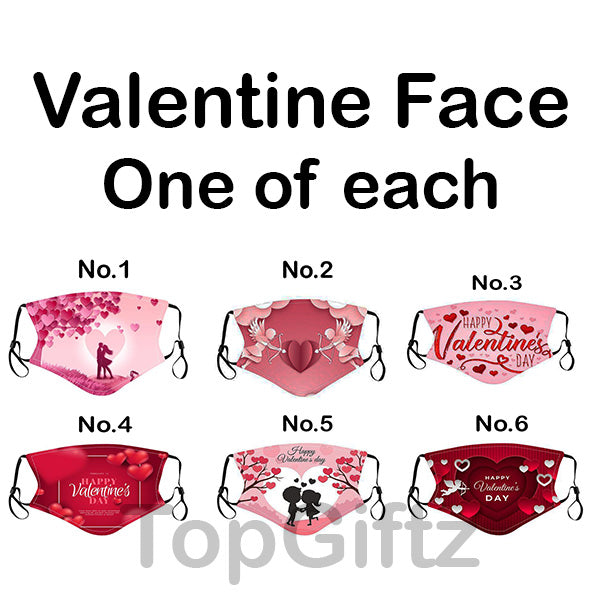 Valentine Face Masks Cotton Washable Wedding 6 Designs - TopGiftz