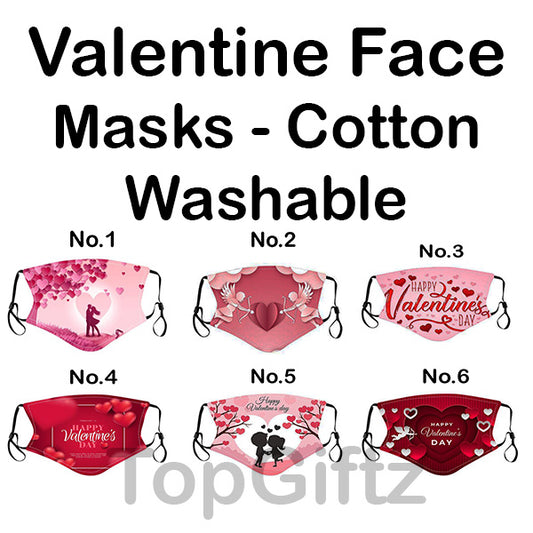 Valentine Face Masks Cotton Washable Wedding 6 Designs - TopGiftz