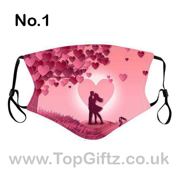 Valentine Face Masks Cotton Washable Wedding 6 Designs - TopGiftz