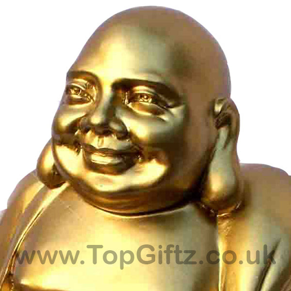 Gold Happy Laughing Buddha With The Money Bag - 3.81cm High - TopGiftz