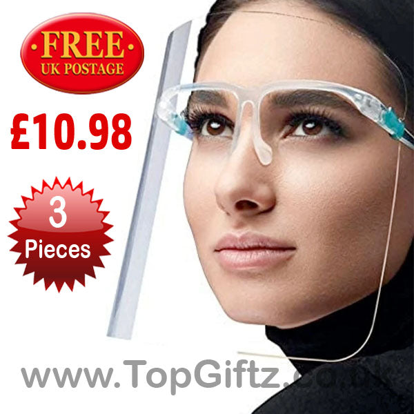 Plastic Adjustable Transparent Face Protective Shield x 3 - TopGiftz